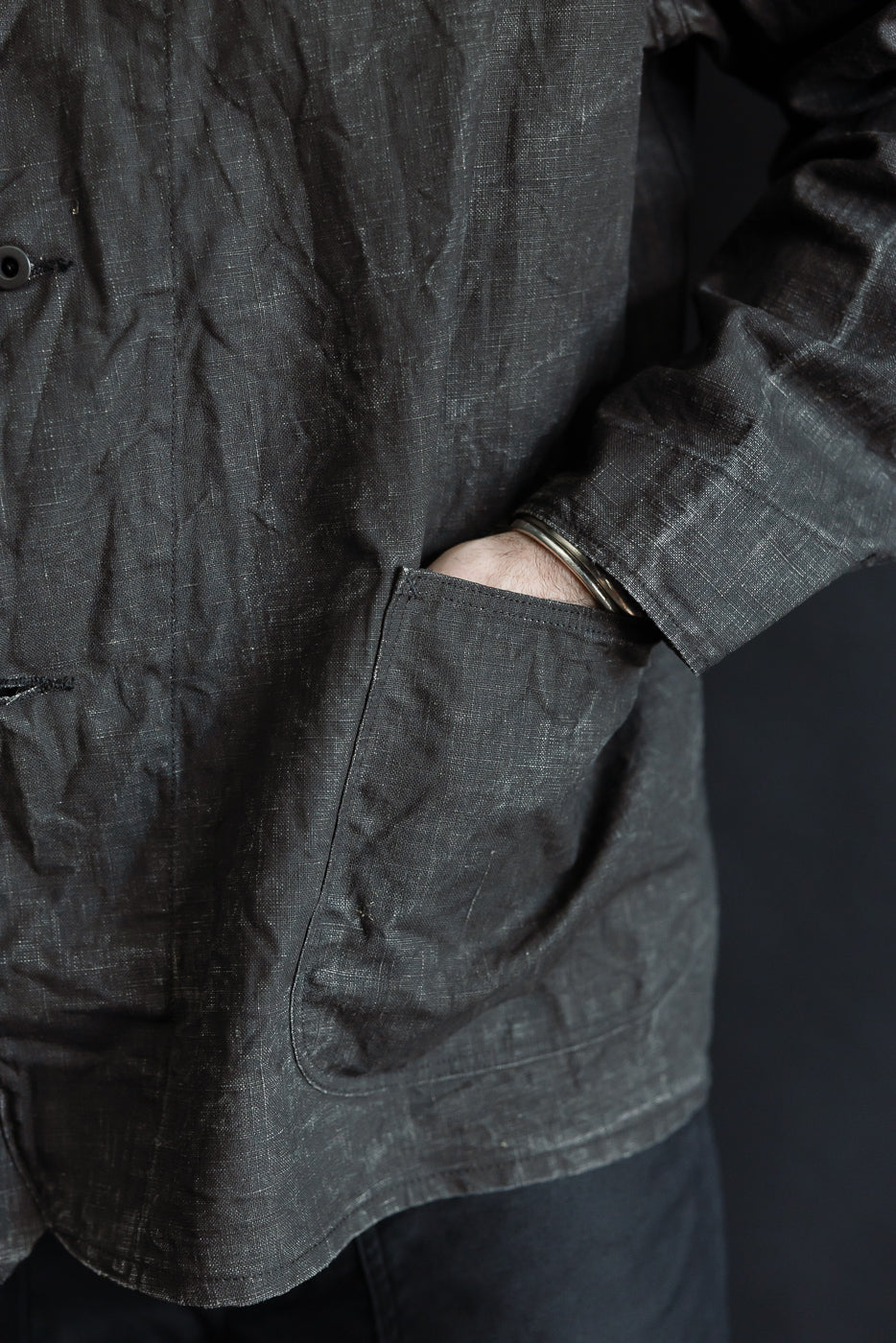 【A.P.C】GARMENT DYED VINTAGE COVERALL BLK 01-6250-61 - WWII 40's Sumi Coated Linen Coverall - Black | Dant