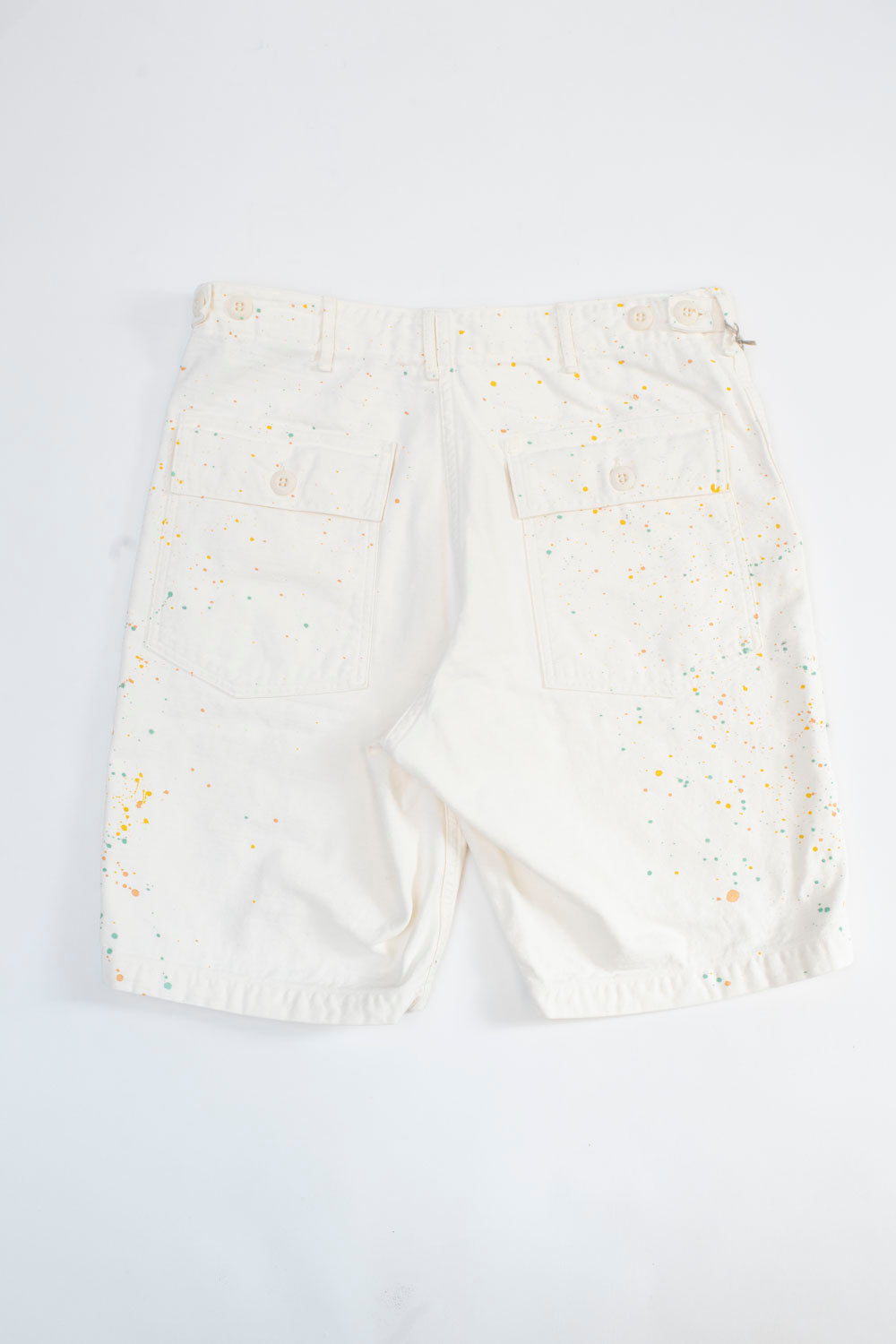 01-7002-P66 - Fatigue Shorts with Paint - Ecru