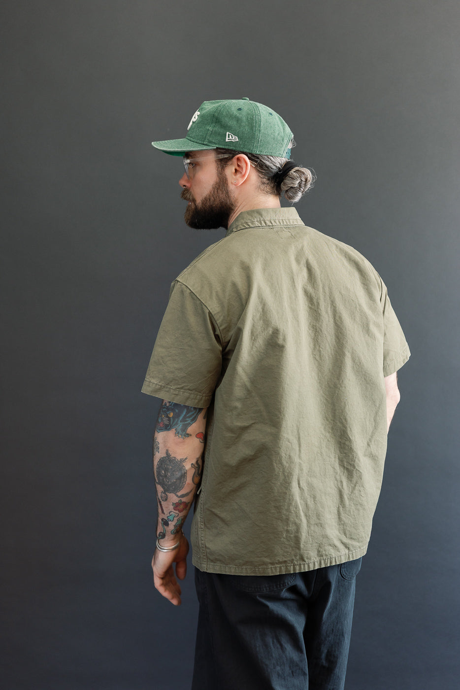 01-8046-76k - Utility Short Sleeve Work Shirt Jacket - Army Green