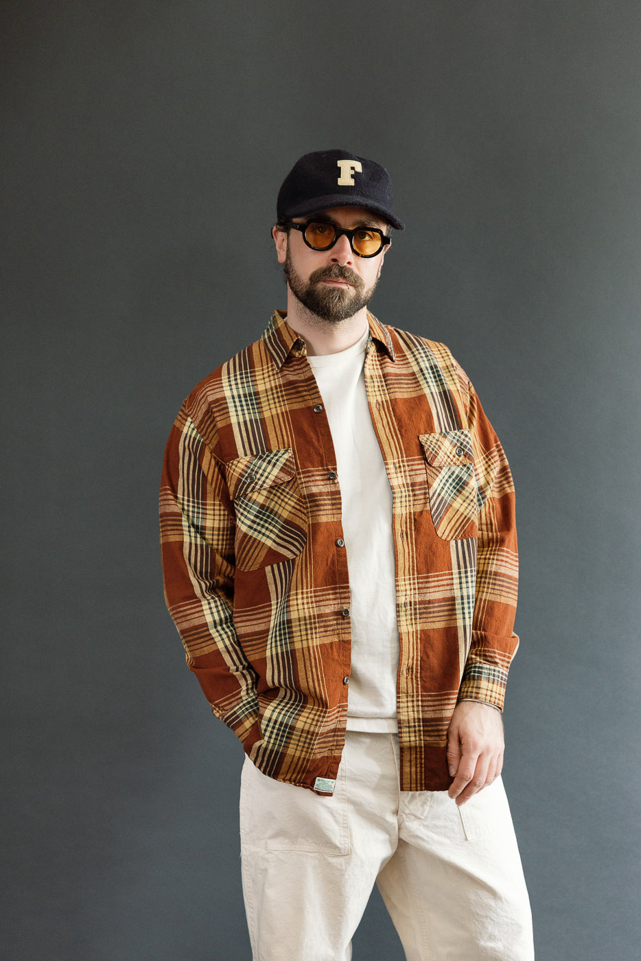 01-8064-C53 - Original Check Work Shirt - Brown Check | Dant
