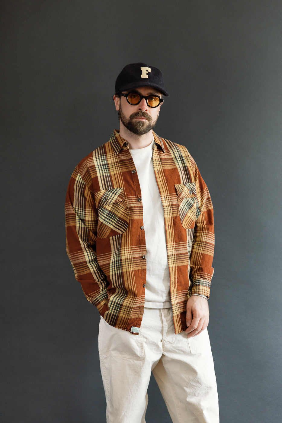 01-8064-C53 - Original Check Work Shirt - Brown Check | Dant