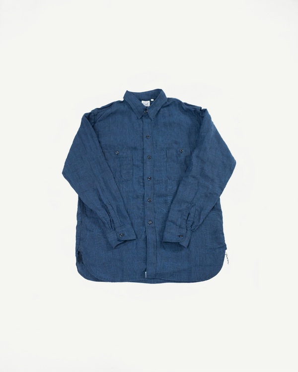 01-8068-101 - Lightweight Linen Work Shirt - Indigo Check | Dant
