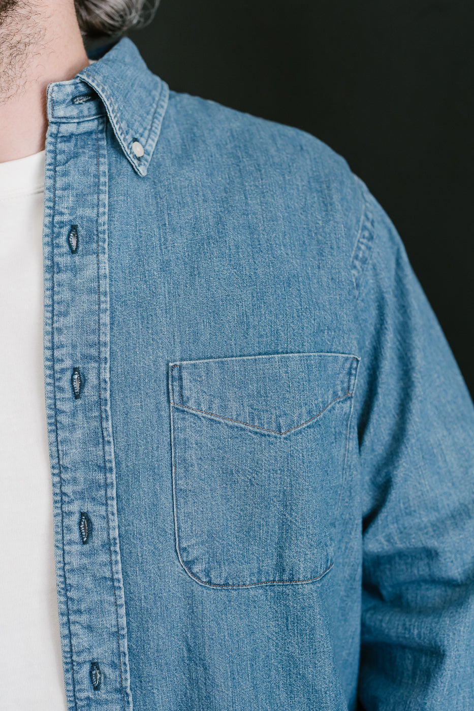 01-8112-95 - Button Down Denim Shirt - Used Wash