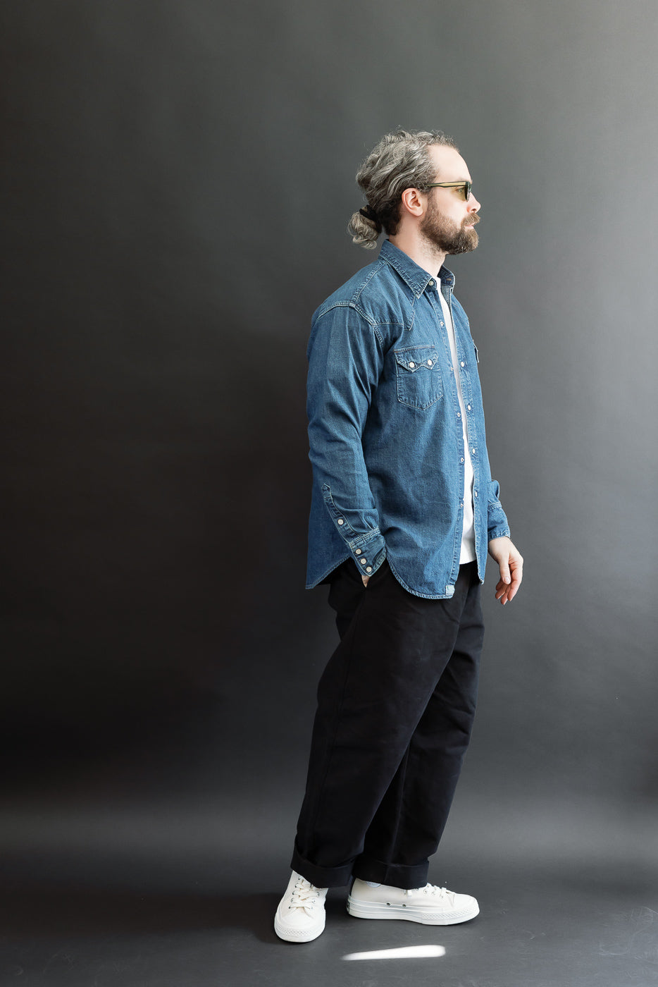Full body side view of a 5'9