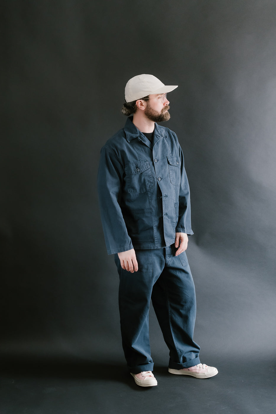 01-8346-02 - 4-Pocket Fatigue Shirt Herringbone Twill - Navy