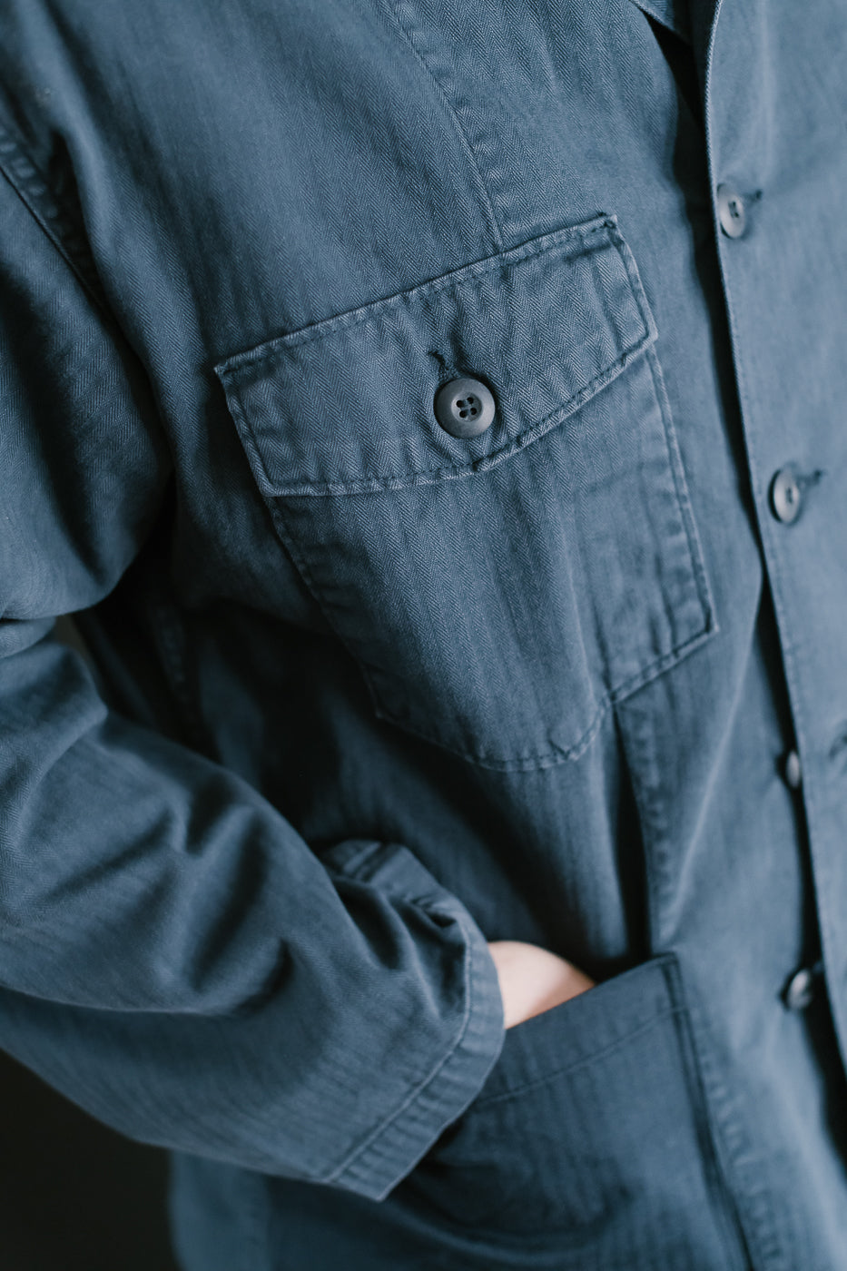 01-8346-02 - 4-Pocket Fatigue Shirt Herringbone Twill - Navy