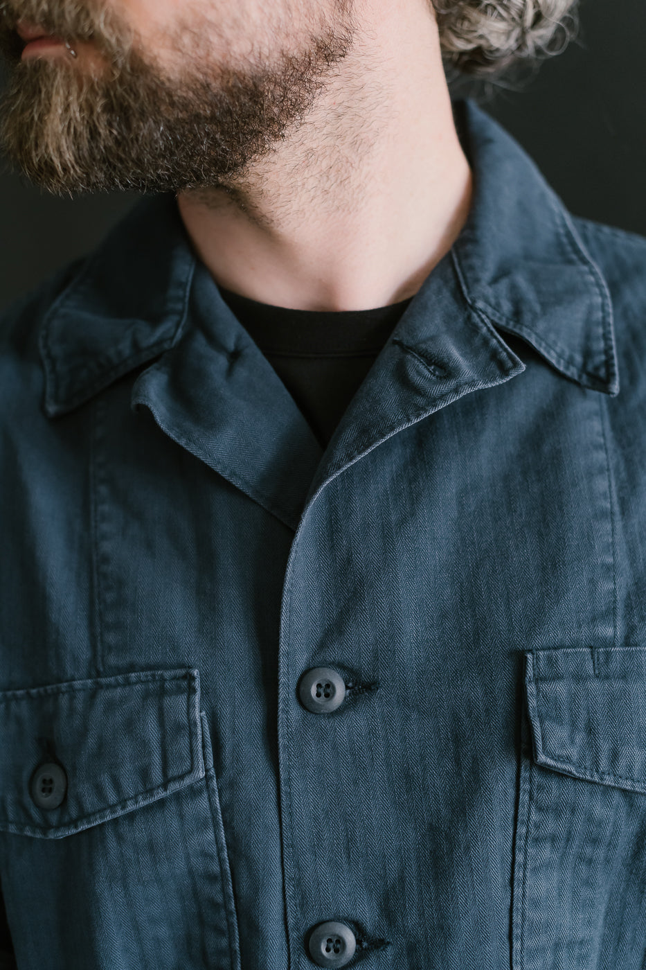 01-8346-02 - 4-Pocket Fatigue Shirt Herringbone Twill - Navy