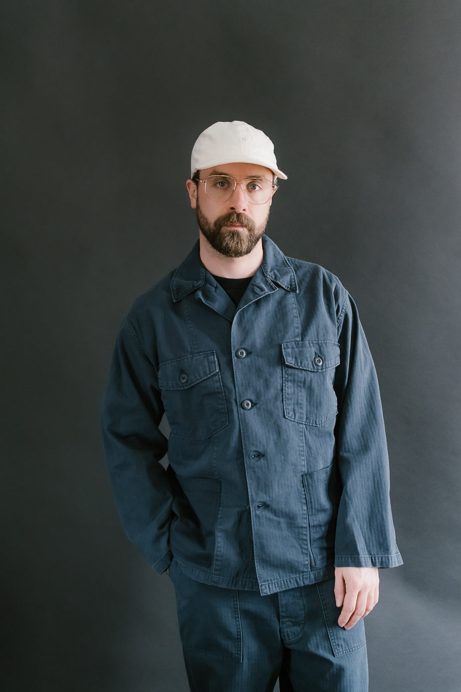 01-8346-02 - 4-Pocket Fatigue Shirt Herringbone Twill - Navy