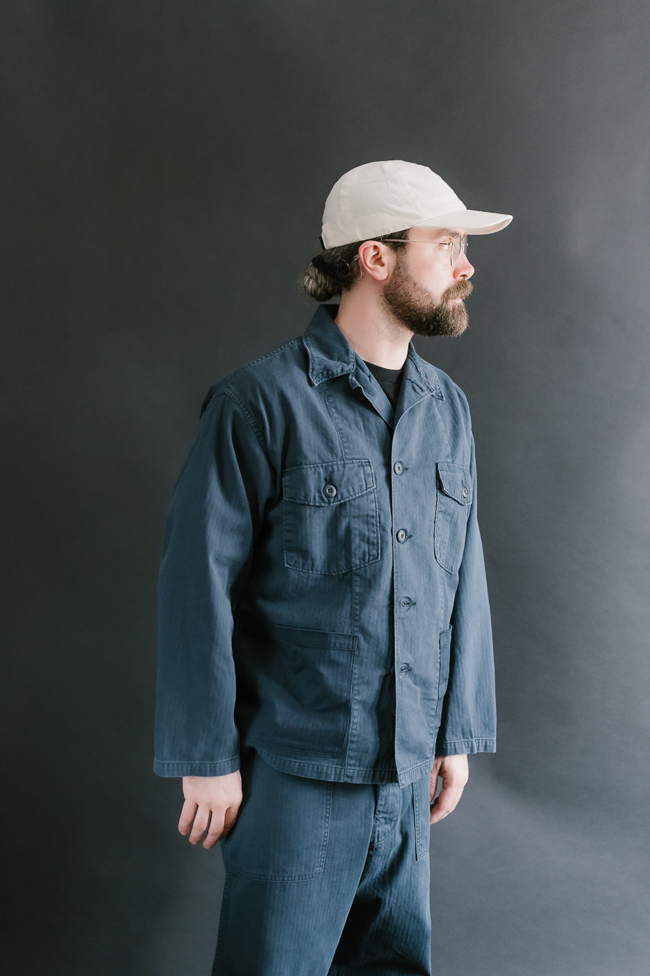 01-8346-02 - 4-Pocket Fatigue Shirt Herringbone Twill - Navy