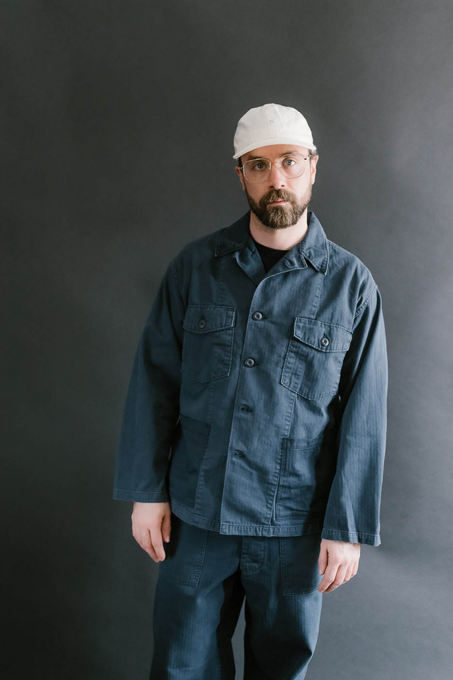 01-8346-02 - 4-Pocket Fatigue Shirt Herringbone Twill - Navy