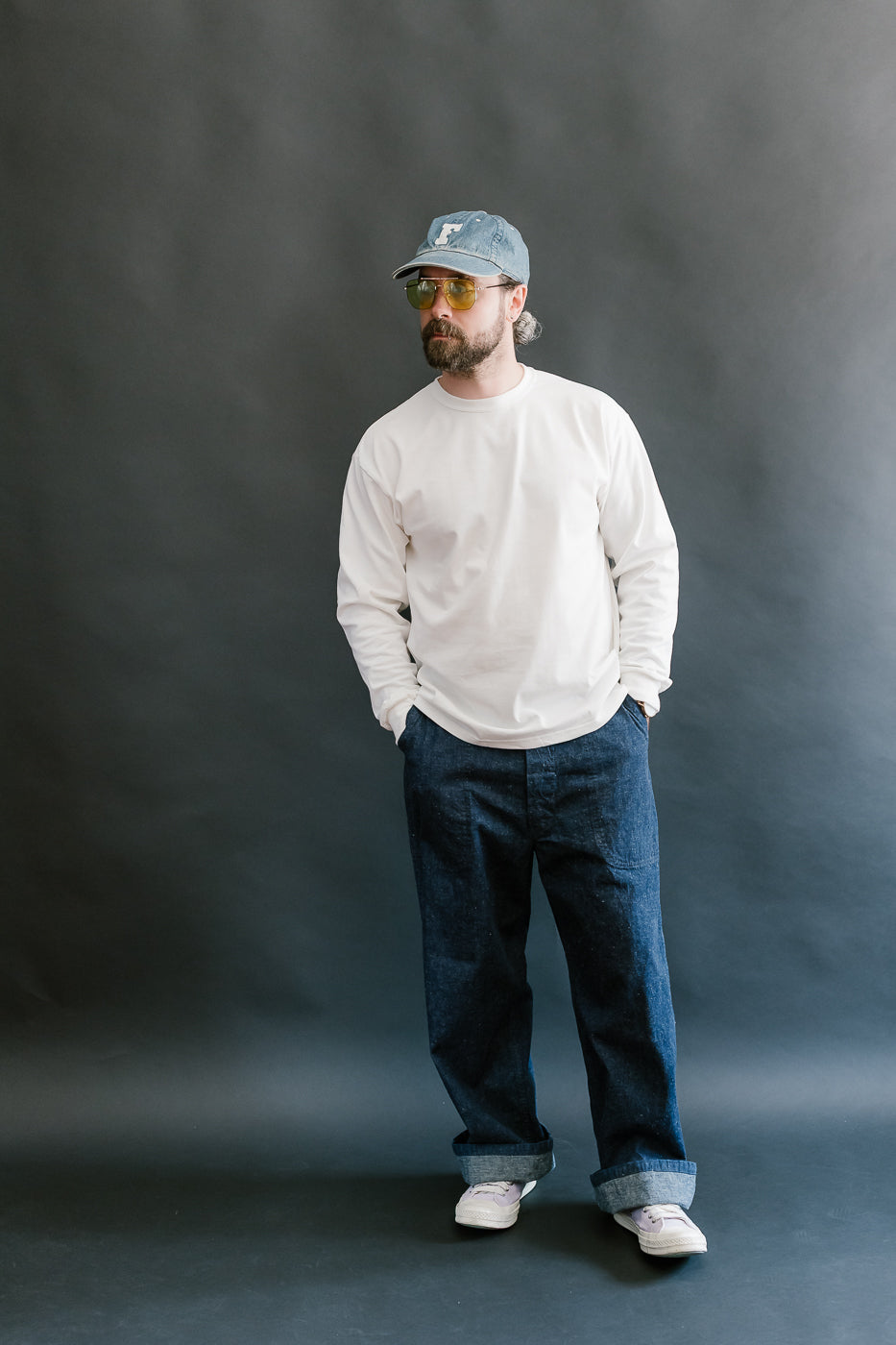 01-V5130-81 - US Navy Denim Wide Fit Selvedge Utility Pants - Indigo OW