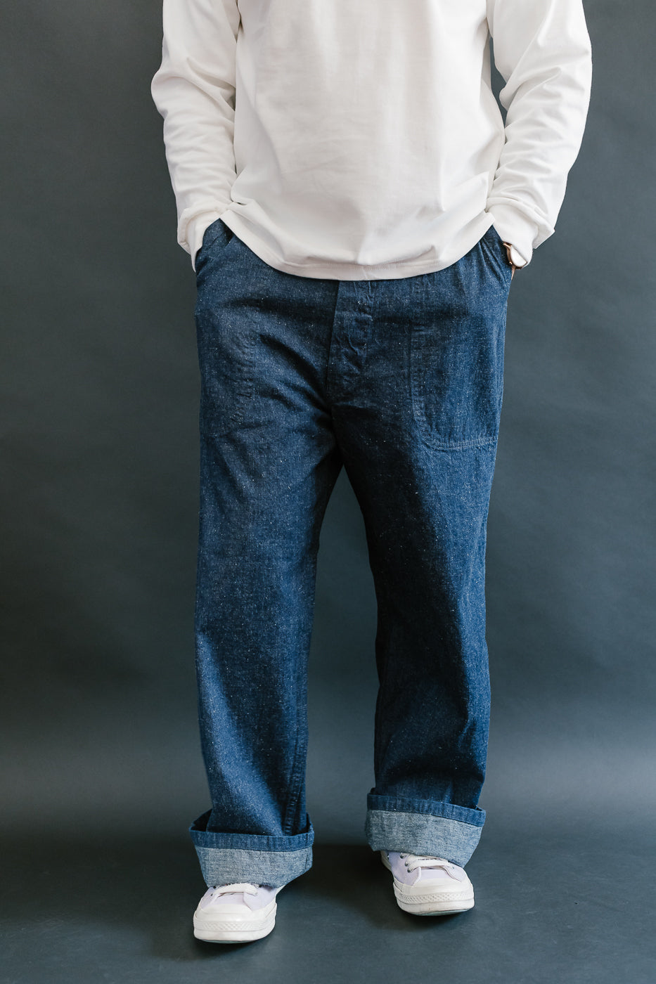 01-V5130-81 - US Navy Denim Wide Fit Selvedge Utility Pants - Indigo OW