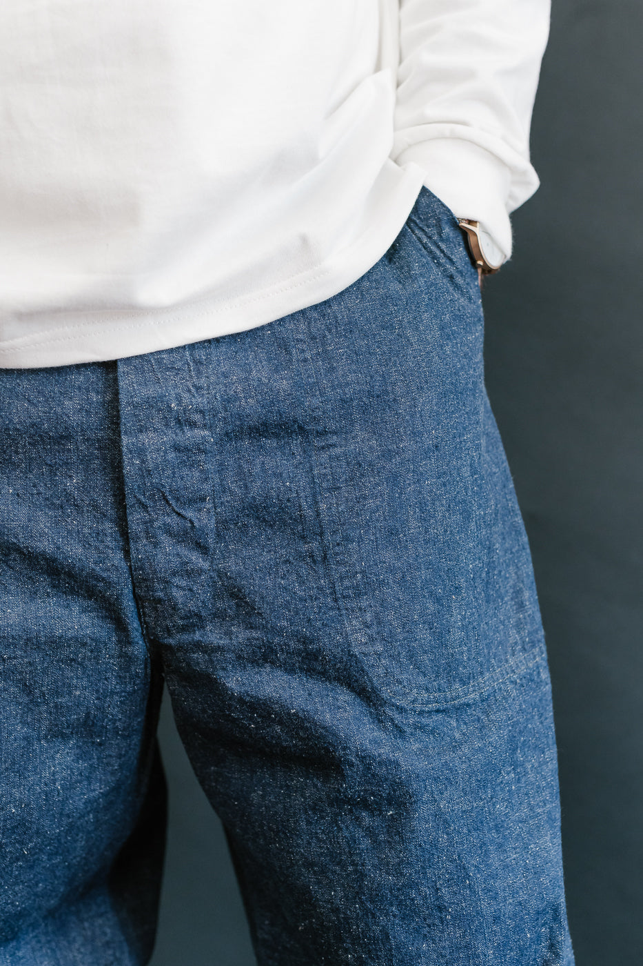 01-V5130-81 - US Navy Denim Wide Fit Selvedge Utility Pants - Indigo OW