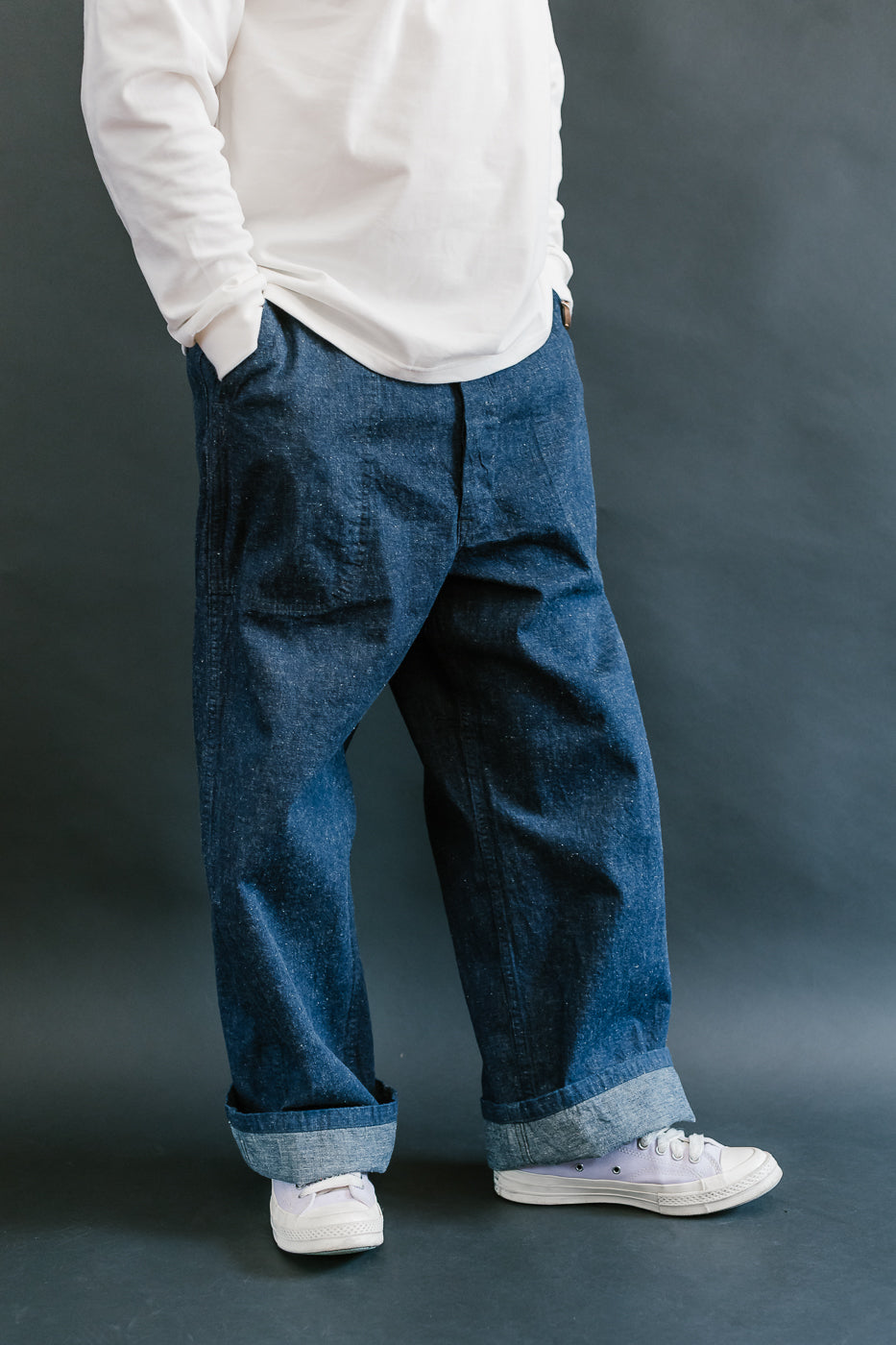 01-V5130-81 - US Navy Denim Wide Fit Selvedge Utility Pants - Indigo OW