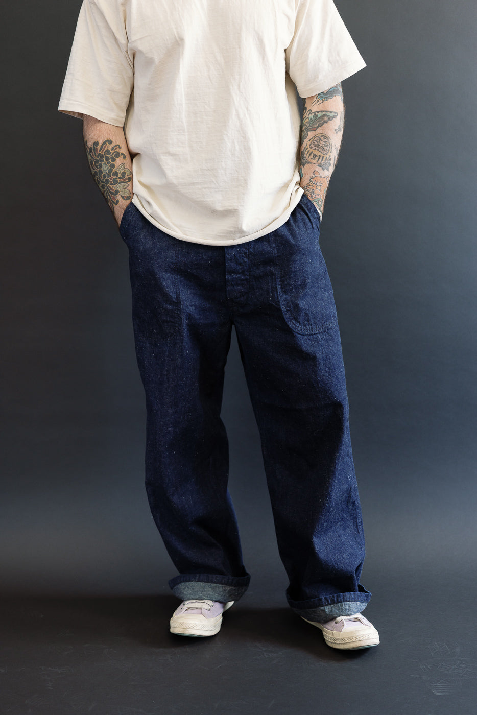 01-V5130-81K - US Navy Denim Wide Fit Selvedge Utility Pants
