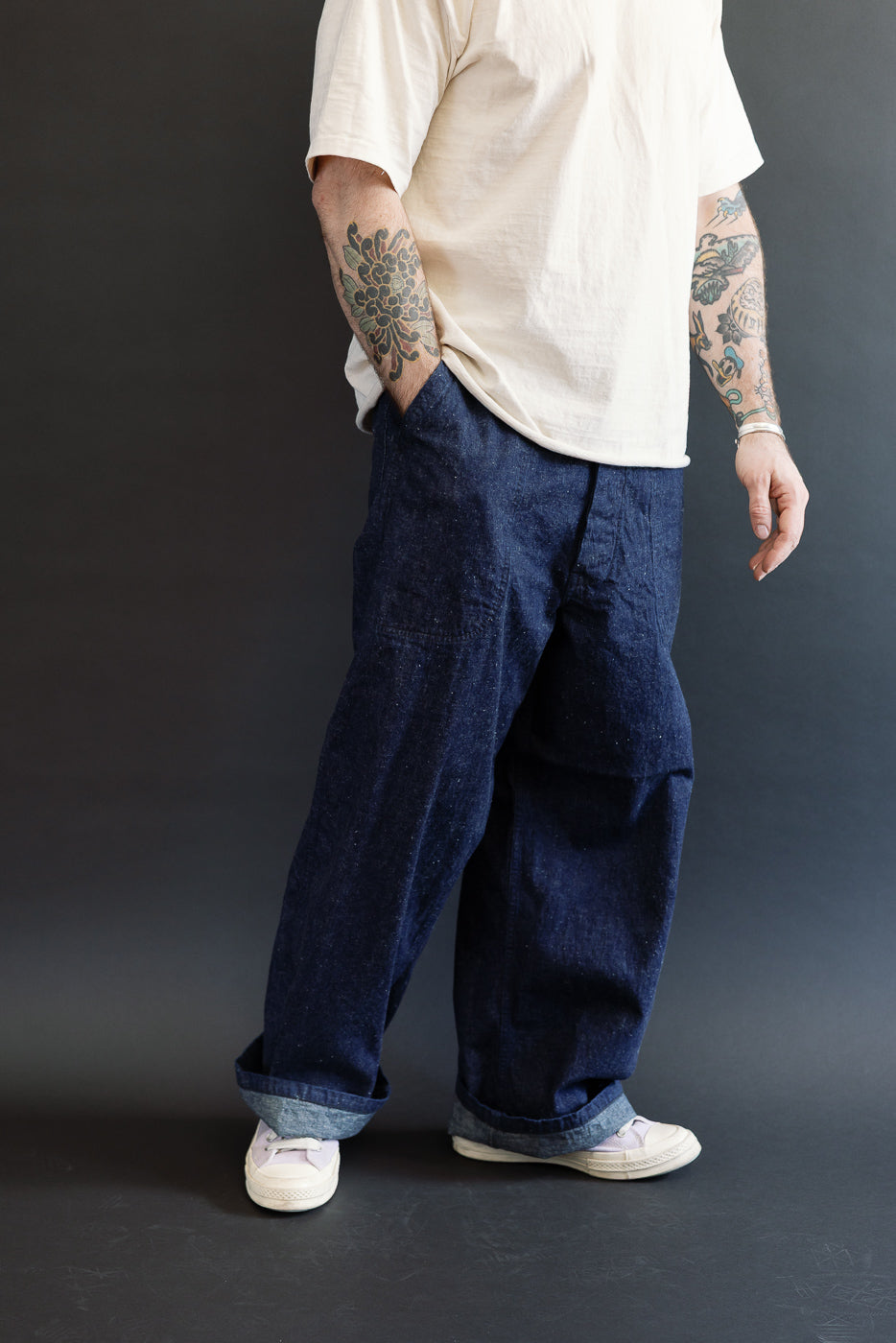01-V5130-81K - US Navy Denim Wide Fit Selvedge Utility Pants