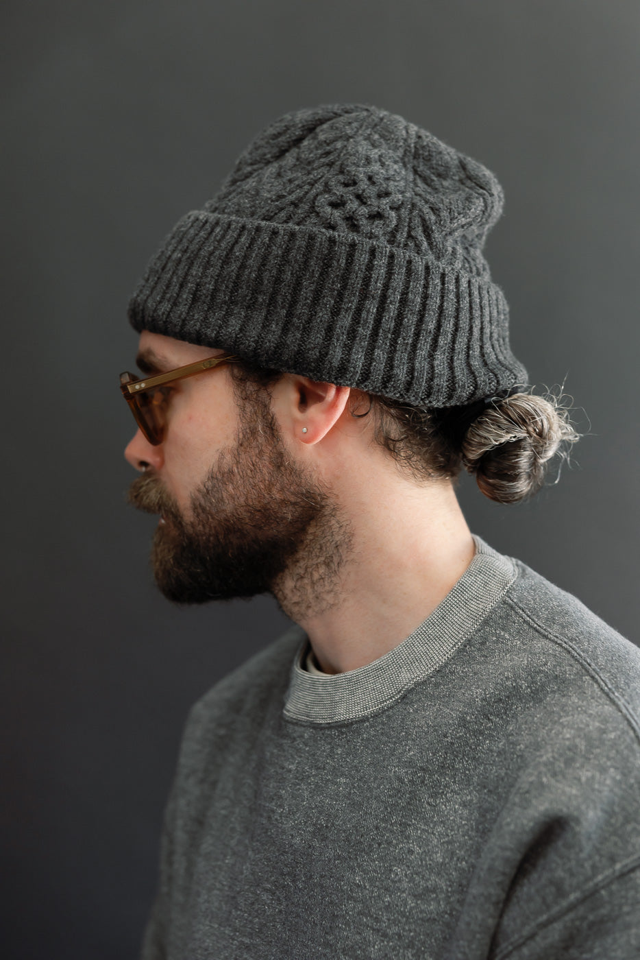 Close-up profile of male model (5'9