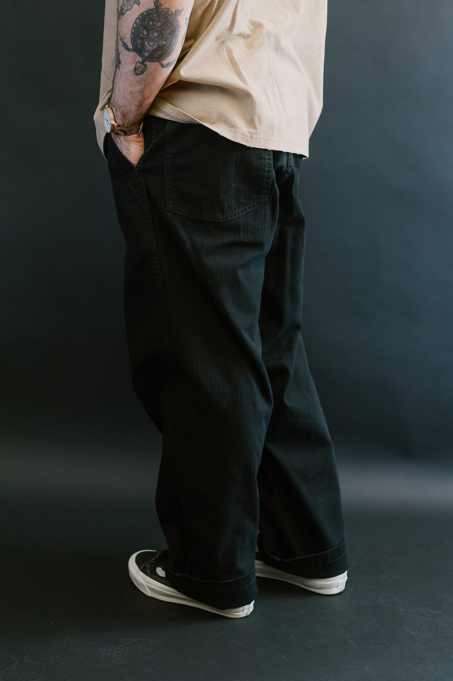 01-5103-61 - Herringbone Summer Fatigue Pants - Black