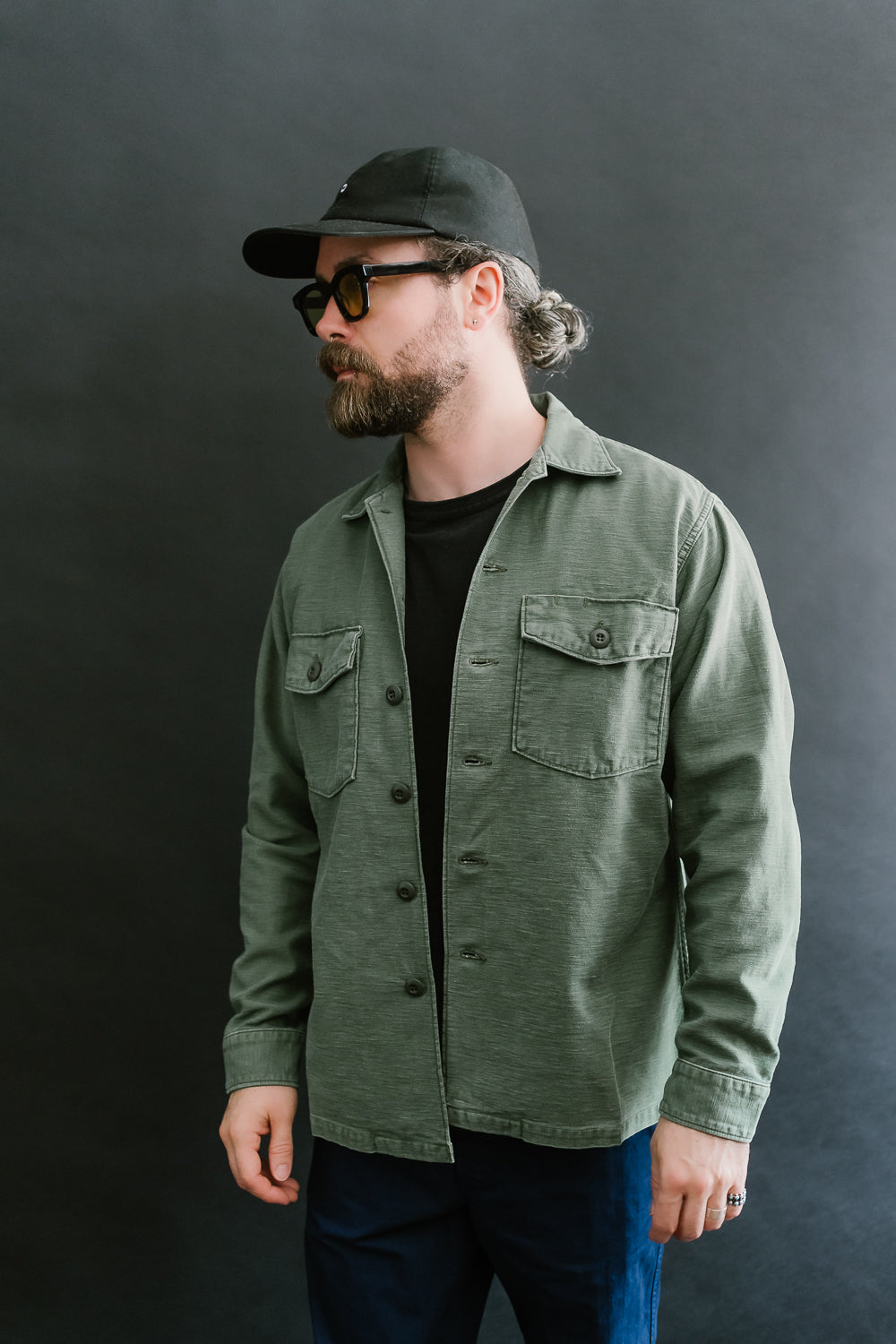 03-8045-216 - Fatigue Shirt Reverse Sateen - Vintage Washed Olive