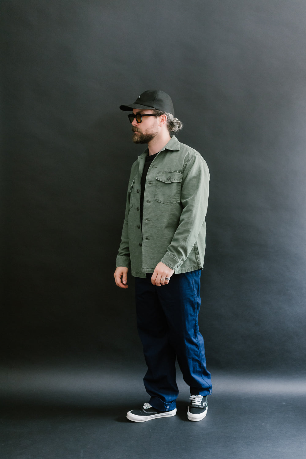 03-8045-216 - Fatigue Shirt Reverse Sateen - Vintage Washed Olive