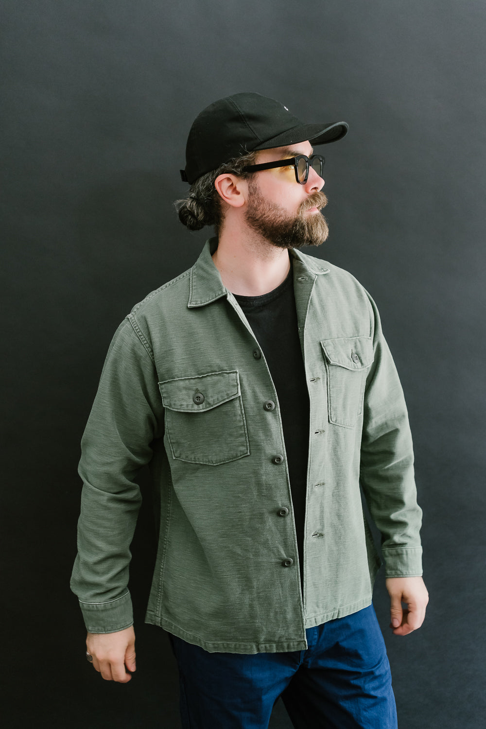 03-8045-216 - Fatigue Shirt Reverse Sateen - Vintage Washed Olive