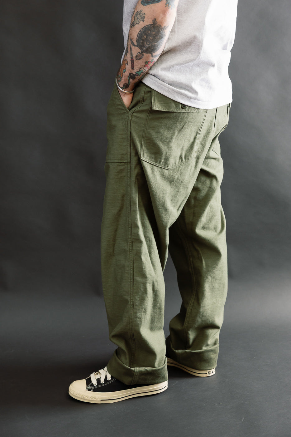 03-V5002-77K - Fatigue Pants Reverse Sateen - Vintage Fit - Dark