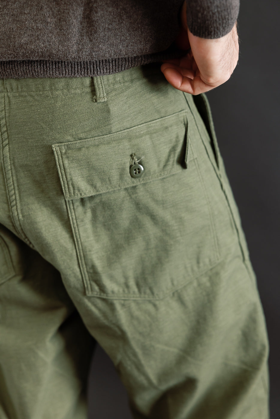 03-V5002-77 - Fatigue Pants Reverse Sateen - Vintage Fit - Dark Olive