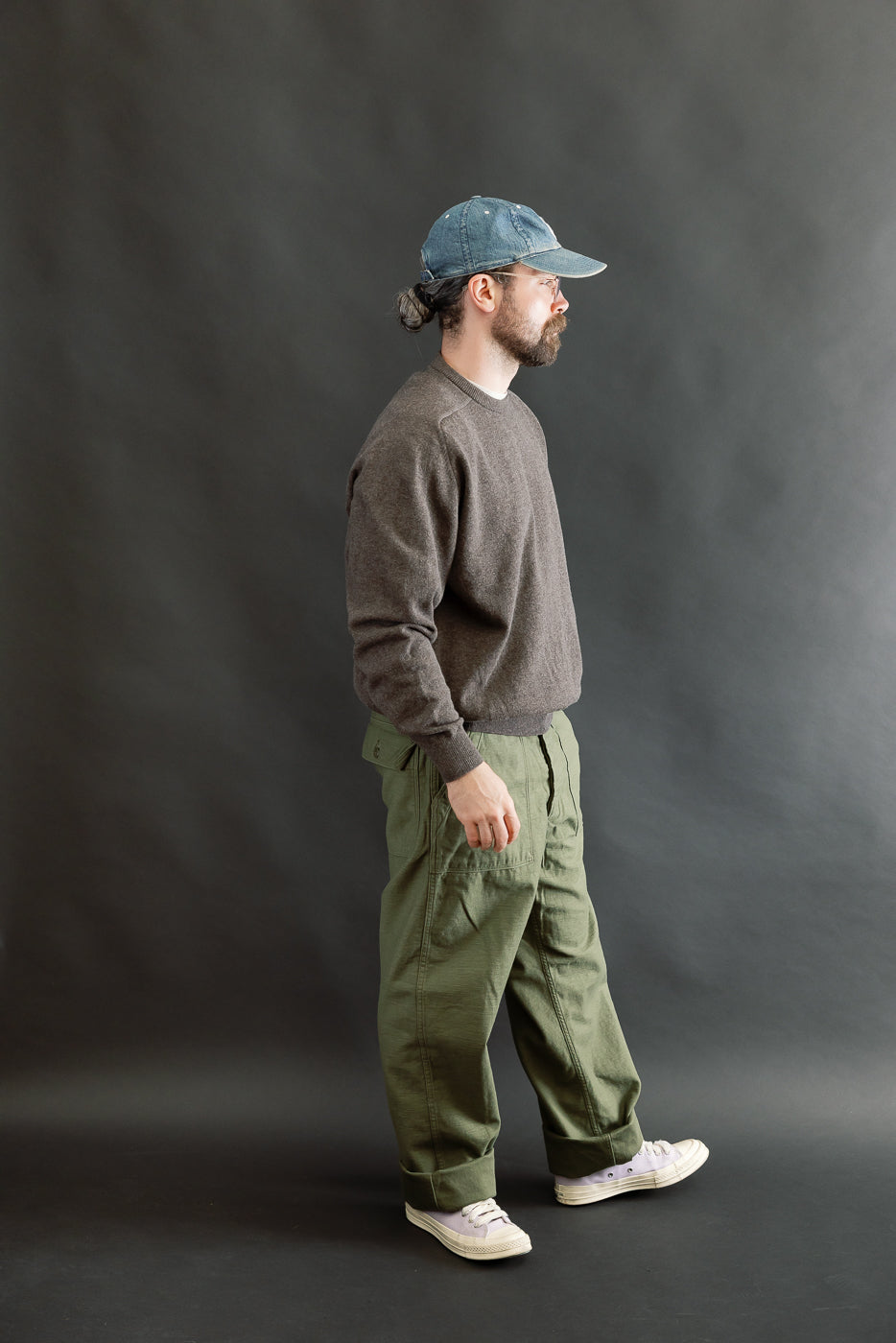 03-V5002-77 - Fatigue Pants Reverse Sateen - Vintage Fit - Dark Olive