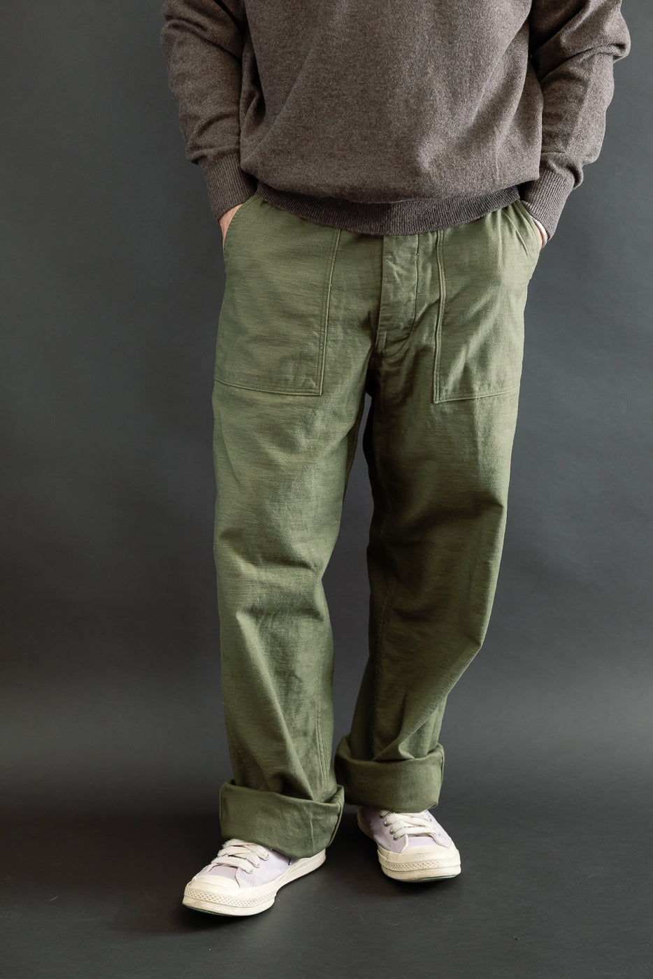 03-V5002-77 - Fatigue Pants Reverse Sateen - Vintage Fit - Dark Olive