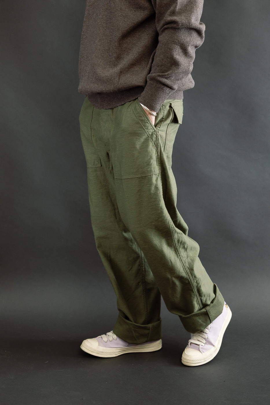 03-V5002-77 - Fatigue Pants Reverse Sateen - Vintage Fit - Dark Olive