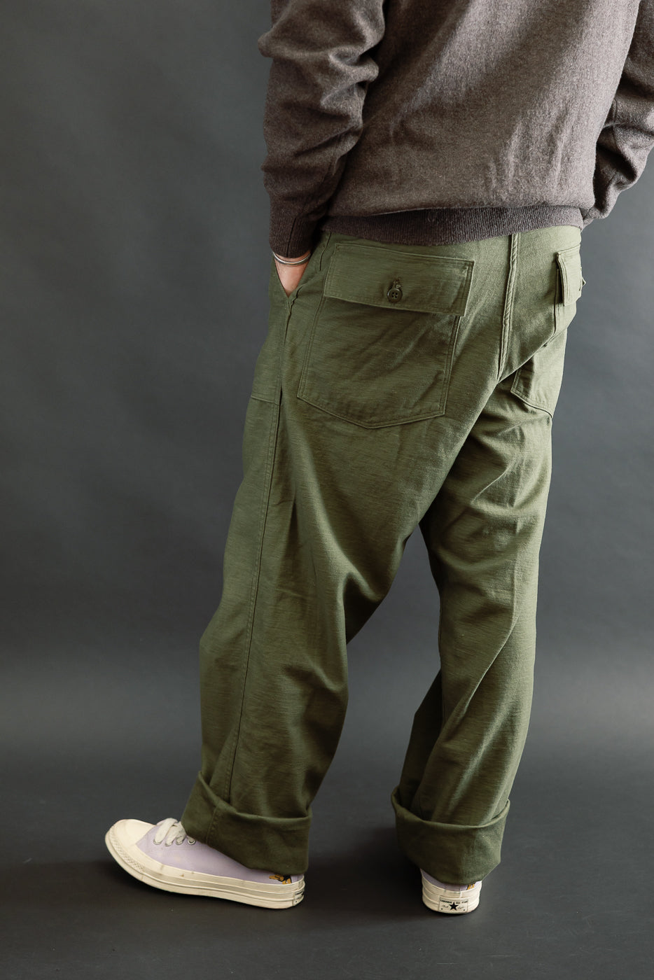 03-V5002-77 - Fatigue Pants Reverse Sateen - Vintage Fit - Dark Olive
