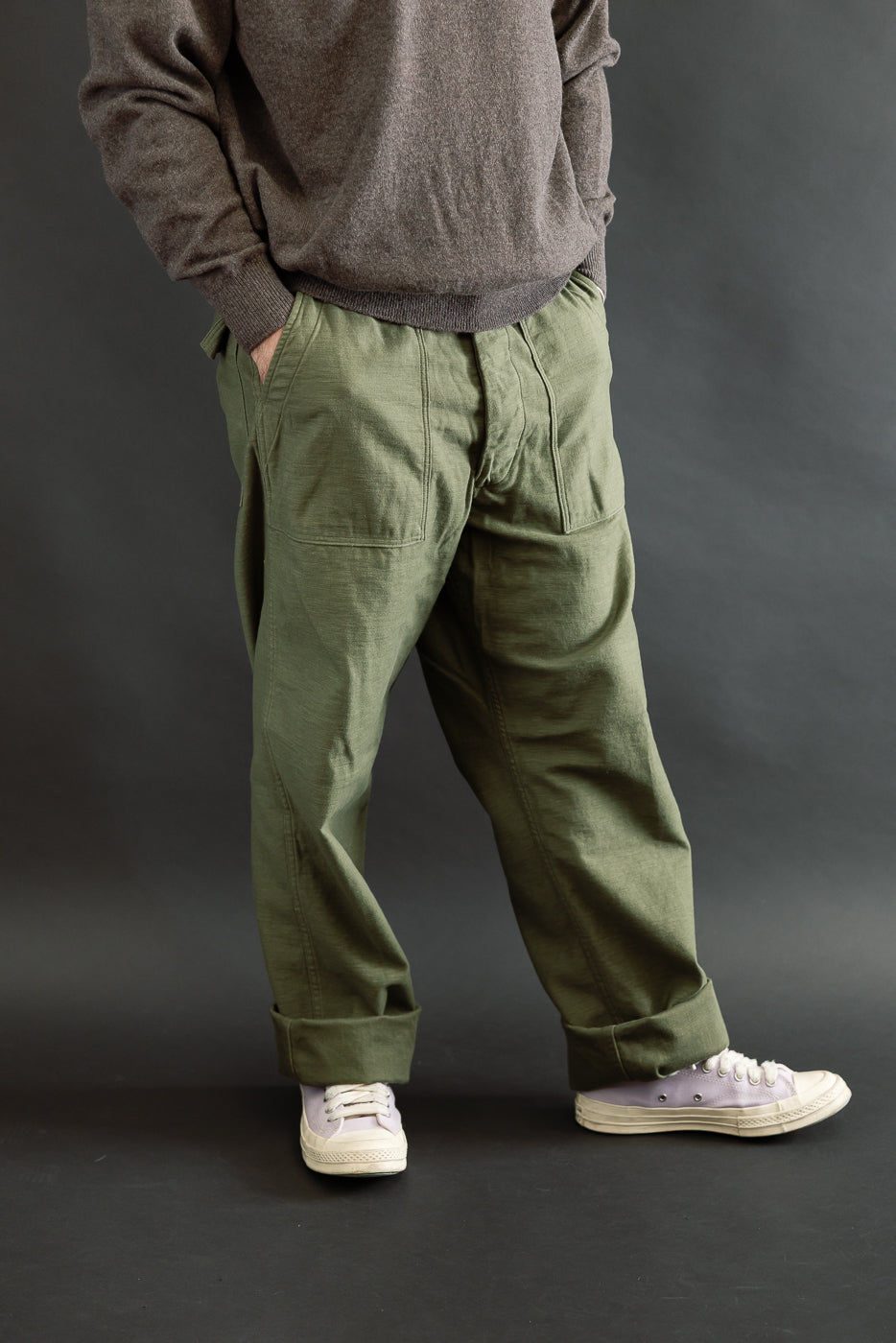 03-V5002-77 - Fatigue Pants Reverse Sateen - Vintage Fit - Dark Olive