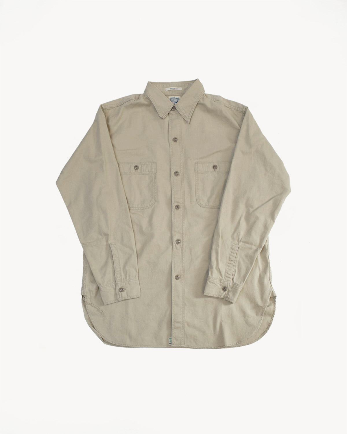 03-V8070- 67 - 1960s Twill Work Shirt Vintage Fit - Beige