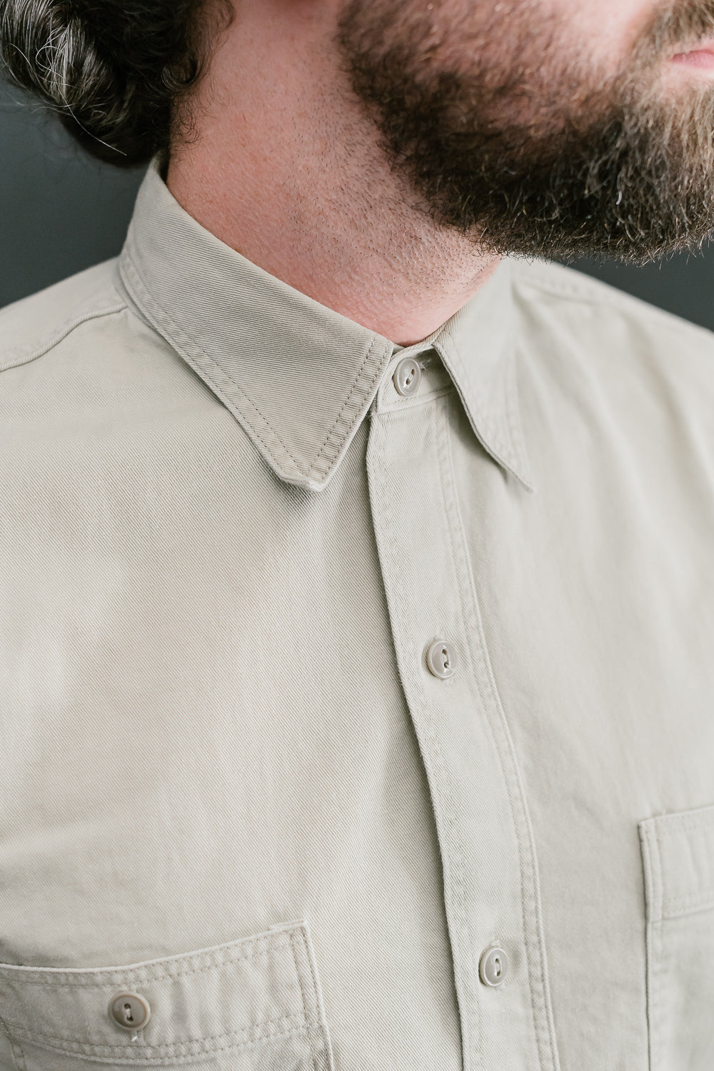 03-V8070- 67 - 1960s Twill Work Shirt Vintage Fit - Beige