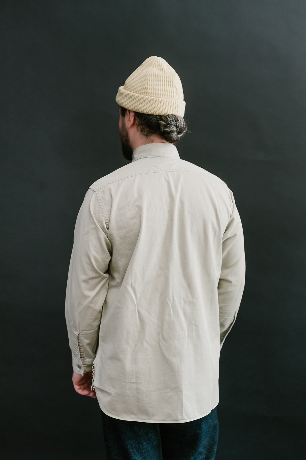 03-V8070- 67 - 1960s Twill Work Shirt Vintage Fit - Beige