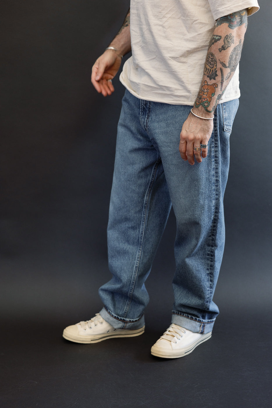 01-1010W-95 - 101 Dad's Fit Denim Jeans - Used Denim Wash