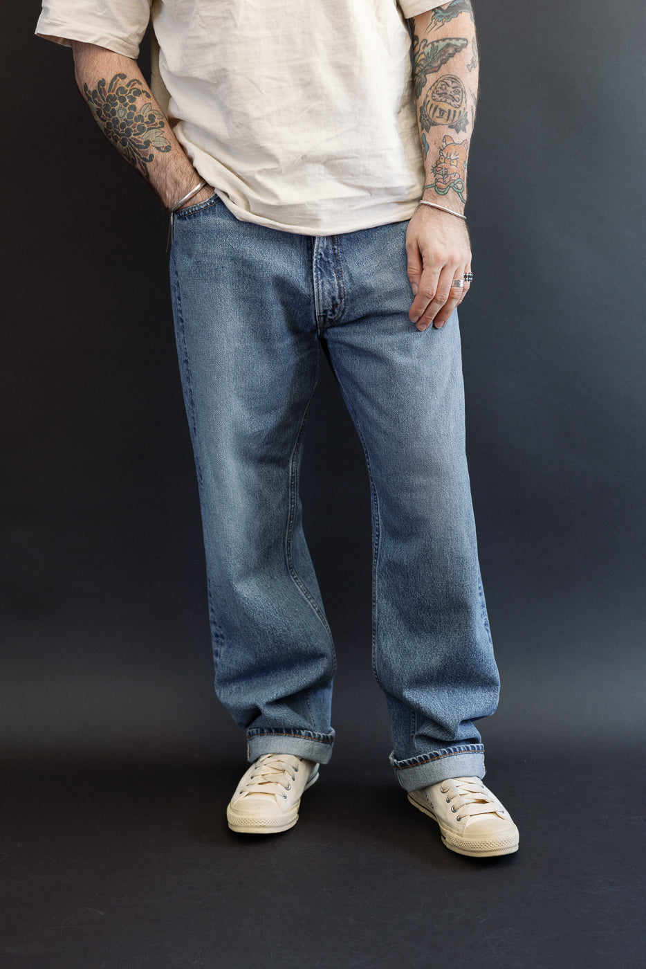 01-1010W-95 - 101 Dad's Fit Denim Jeans - Used Denim Wash