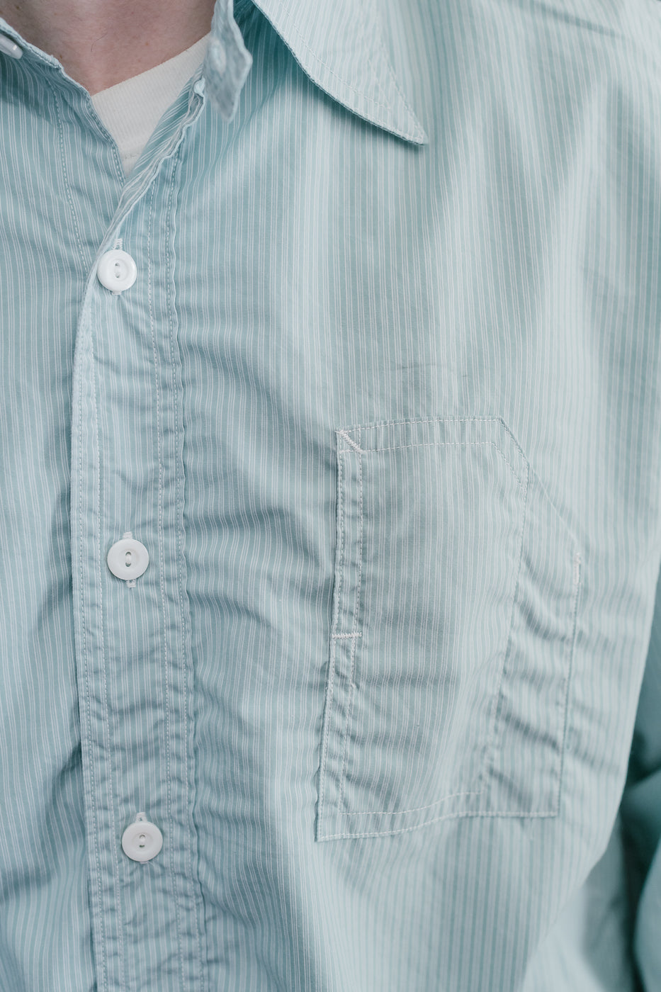 1201C-SSG - No. 1 Shirt Stripe Shirting MV - Green