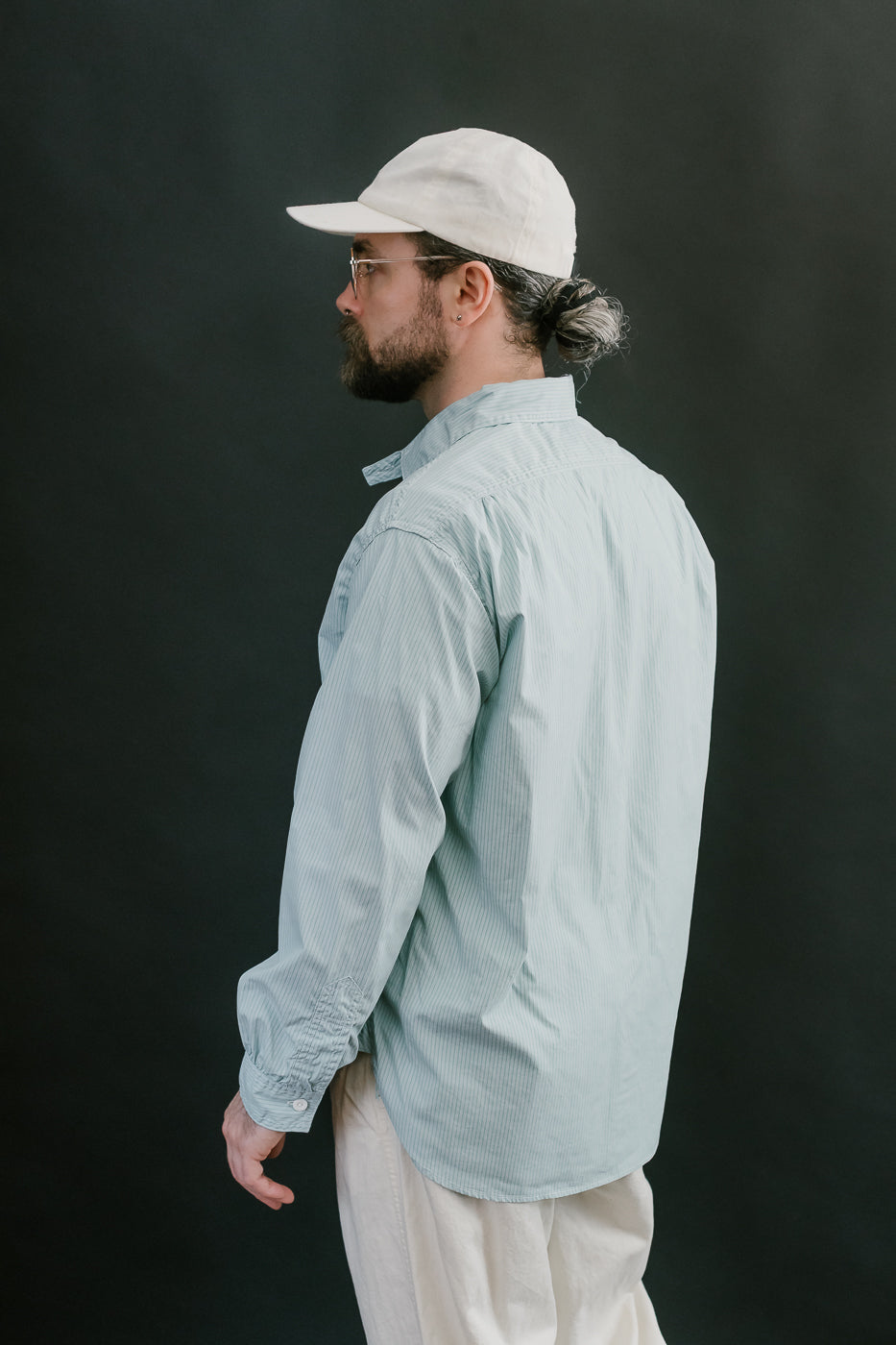 1201C-SSG - No. 1 Shirt Stripe Shirting MV - Green