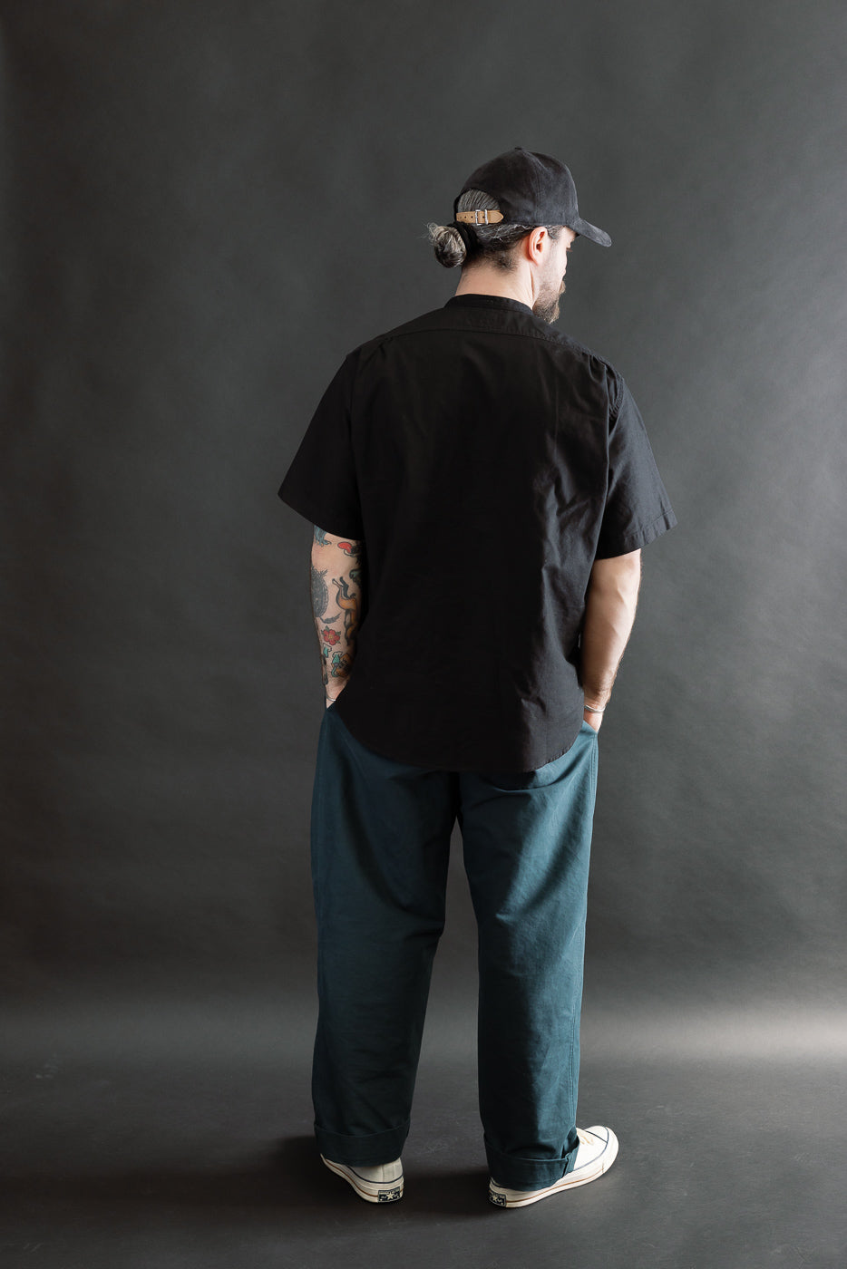 Back view full body of male model 5'9