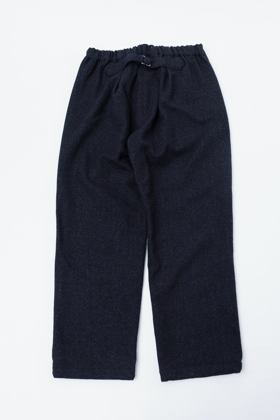 Flat lay front view of charcoal basket tweed pants with drawstring waist, relaxed fit
