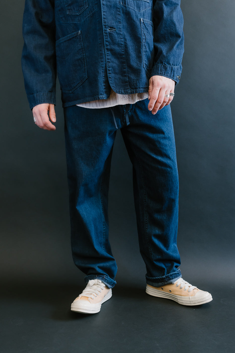 3319-8DI - E-Z Chinois De Luxe 8oz Denim Pants - Deep Wash Indigo