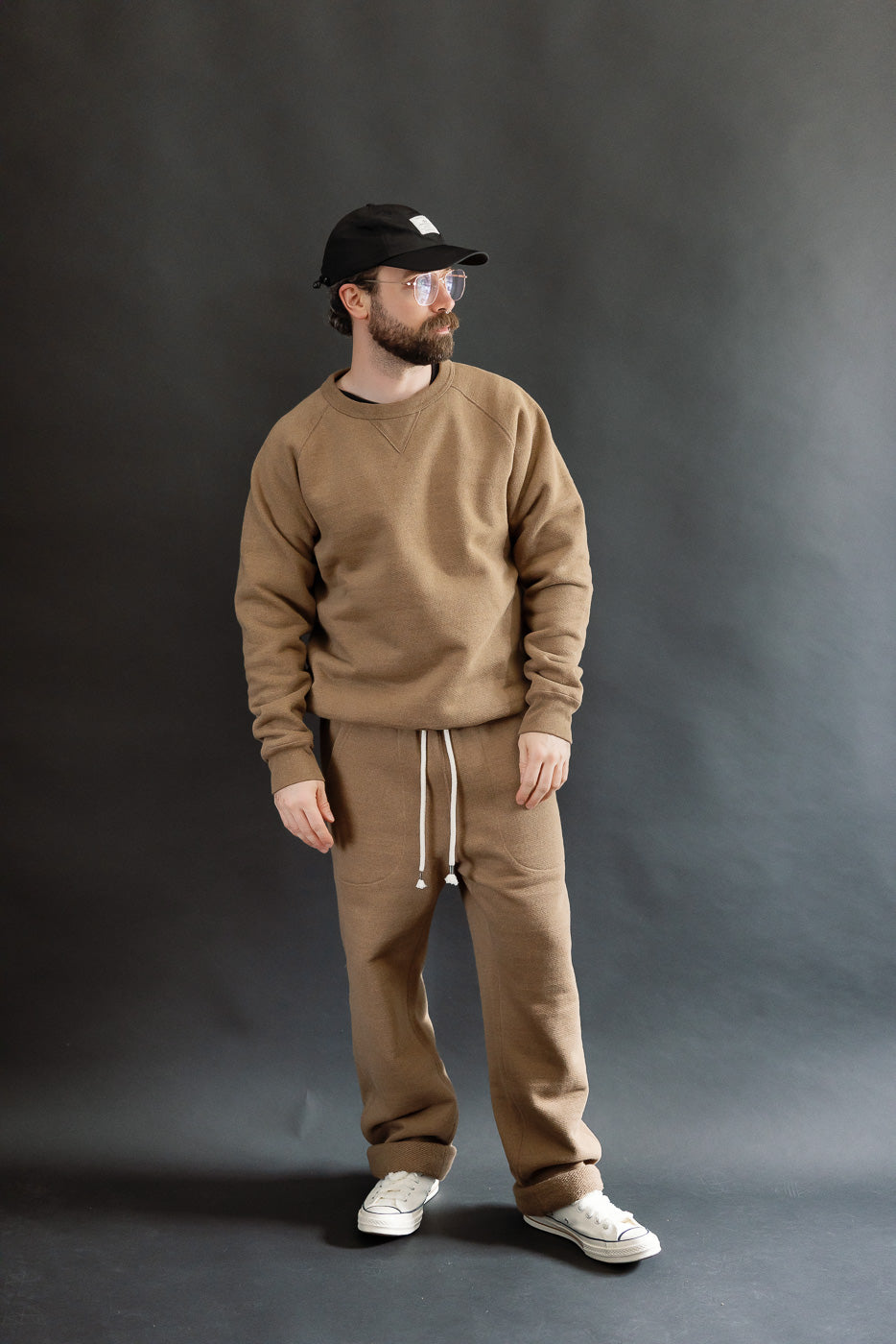 Pullover Crewneck - Iron Mordant Double Heavyweight French Terry Foxfibre® - Coyote 80