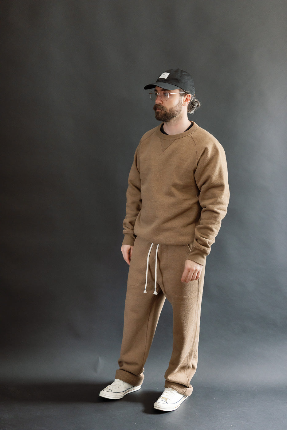 Pullover Crewneck - Iron Mordant Double Heavyweight French Terry Foxfibre® - Coyote 80