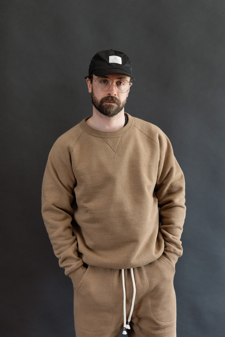 Pullover Crewneck - Iron Mordant Double Heavyweight French Terry Foxfibre® - Coyote 80