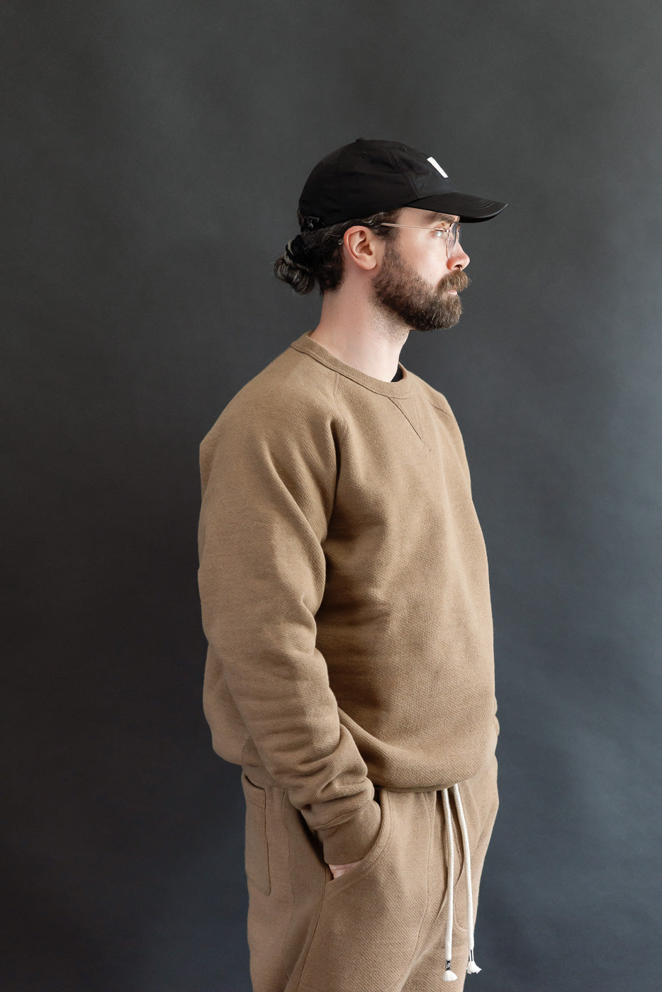 Pullover Crewneck - Iron Mordant Double Heavyweight French Terry Foxfibre® - Coyote 80