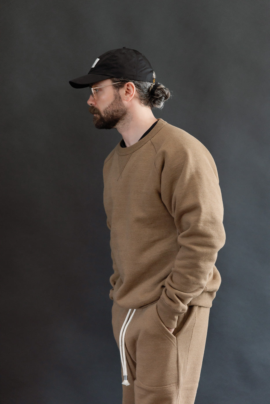 Pullover Crewneck - Iron Mordant Double Heavyweight French Terry Foxfibre® - Coyote 80