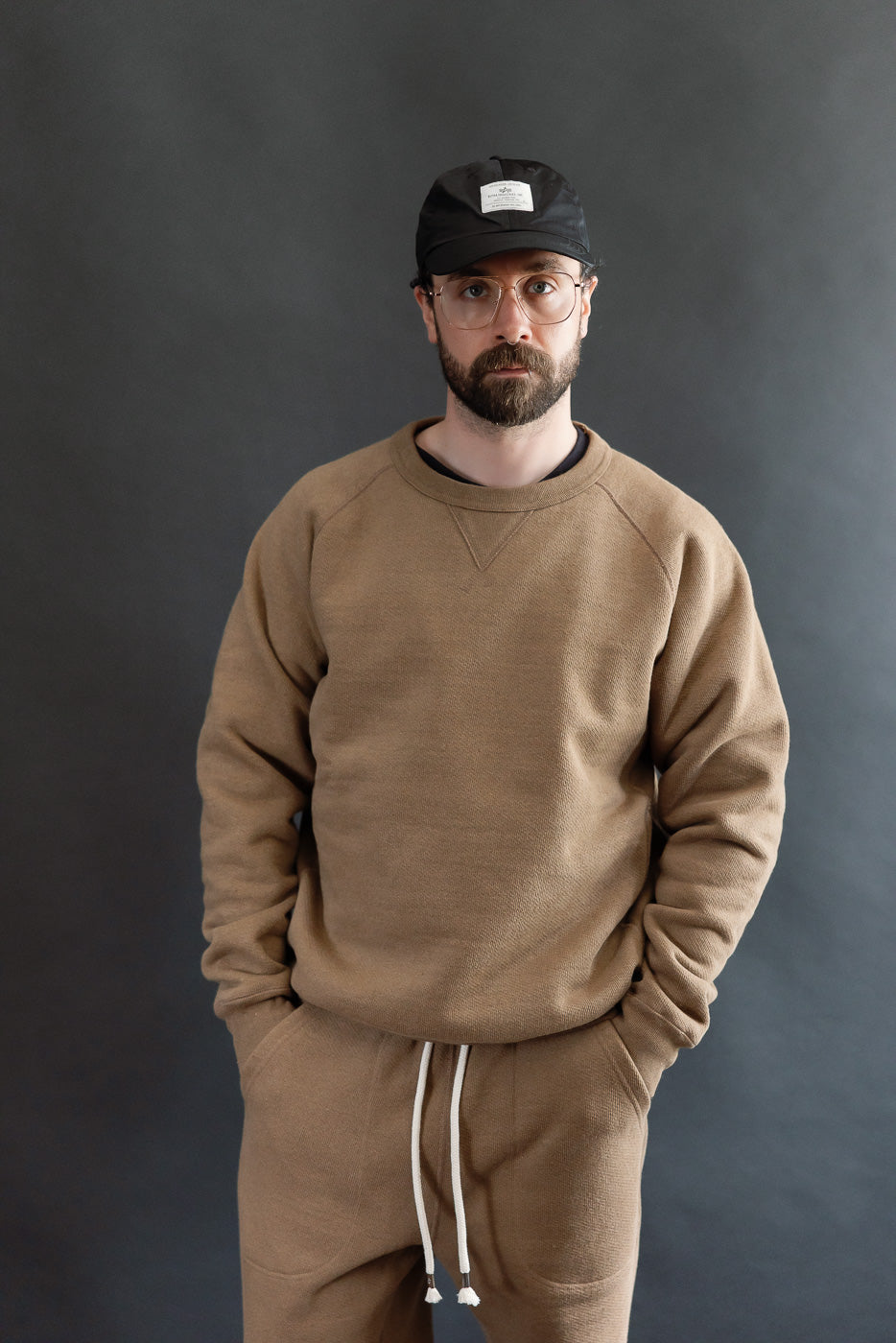 Pullover Crewneck - Iron Mordant Double Heavyweight French Terry Foxfibre® - Coyote 80