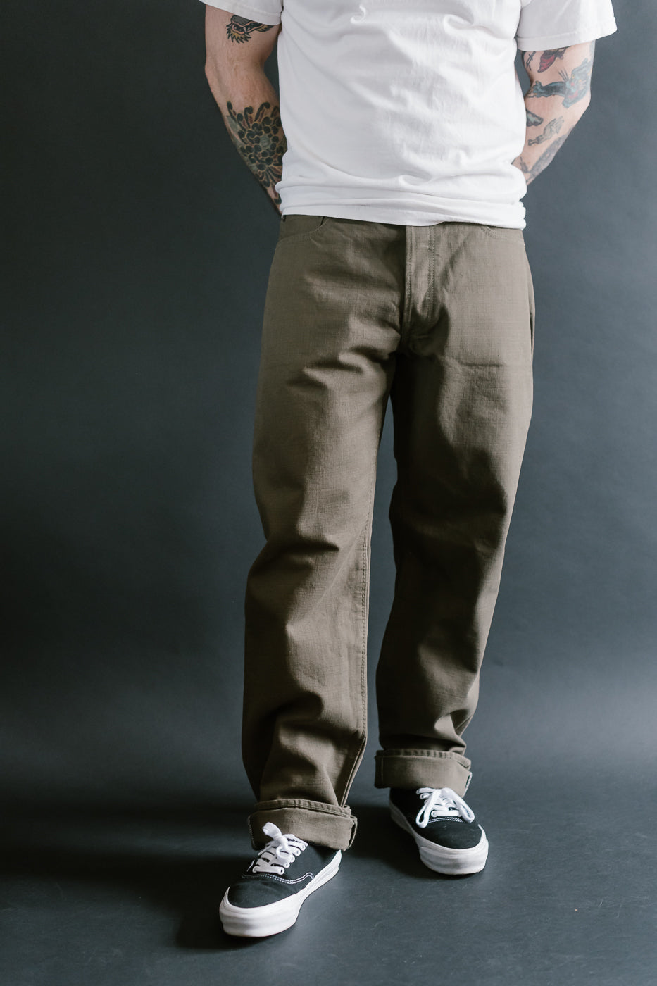 1176-OLV - 13.5oz Heavy Duck Cloth Olive - Regular Straight
