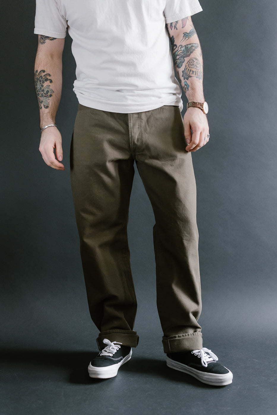 1176-OLV - 13.5oz Heavy Duck Cloth Olive - Regular Straight